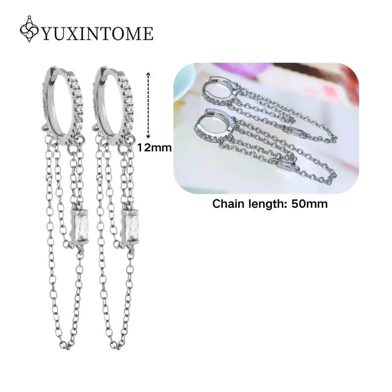 925 Silver Ear Needle Crystal White Zircon Silver Series Tassel Drop Earrings Luxury Fashion Party Jewelry Accessories