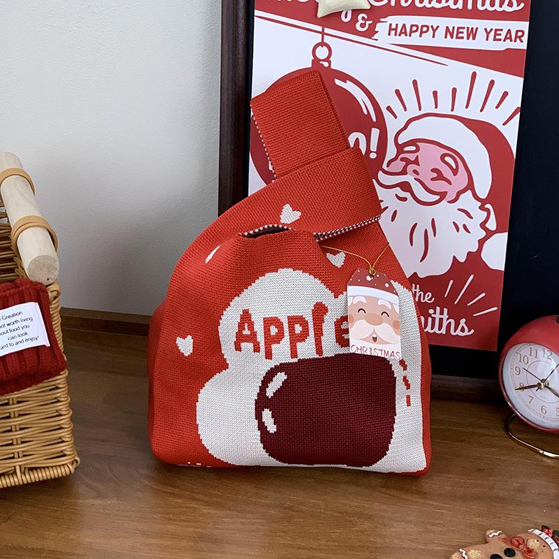 Festive Christmas Knit Tote Bag: Creative Handbag for Gifts & Candy