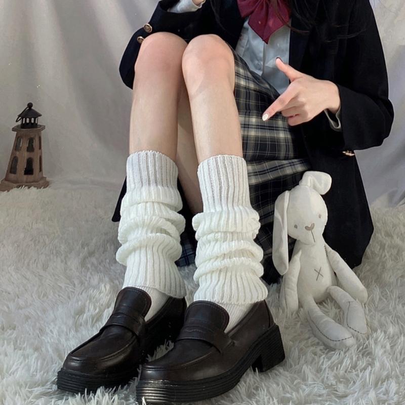 Women's JK Leg Warmers Knitted Foot Warm Socks Cute Long Boot Socks for Party