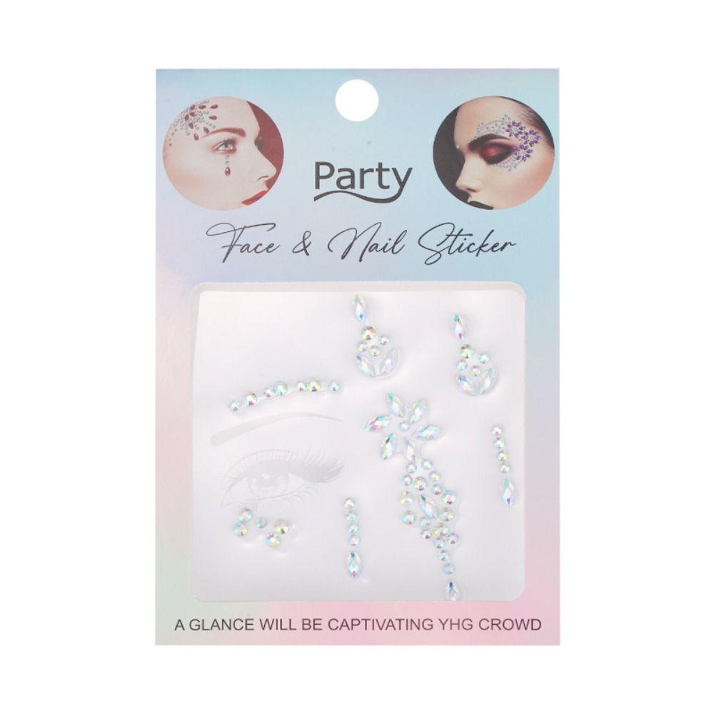 

Auroral Coloration Facial Rhinestone Stickers 3D Crystal Stickers Electronic Music Festival Style A