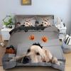 Halloween Dog Pumpkin King Queen Duvet Cover Lovely Pet Puppy Bedding Set Animal Quilt Cover 2/3Pcs Polyester Comforter Cover