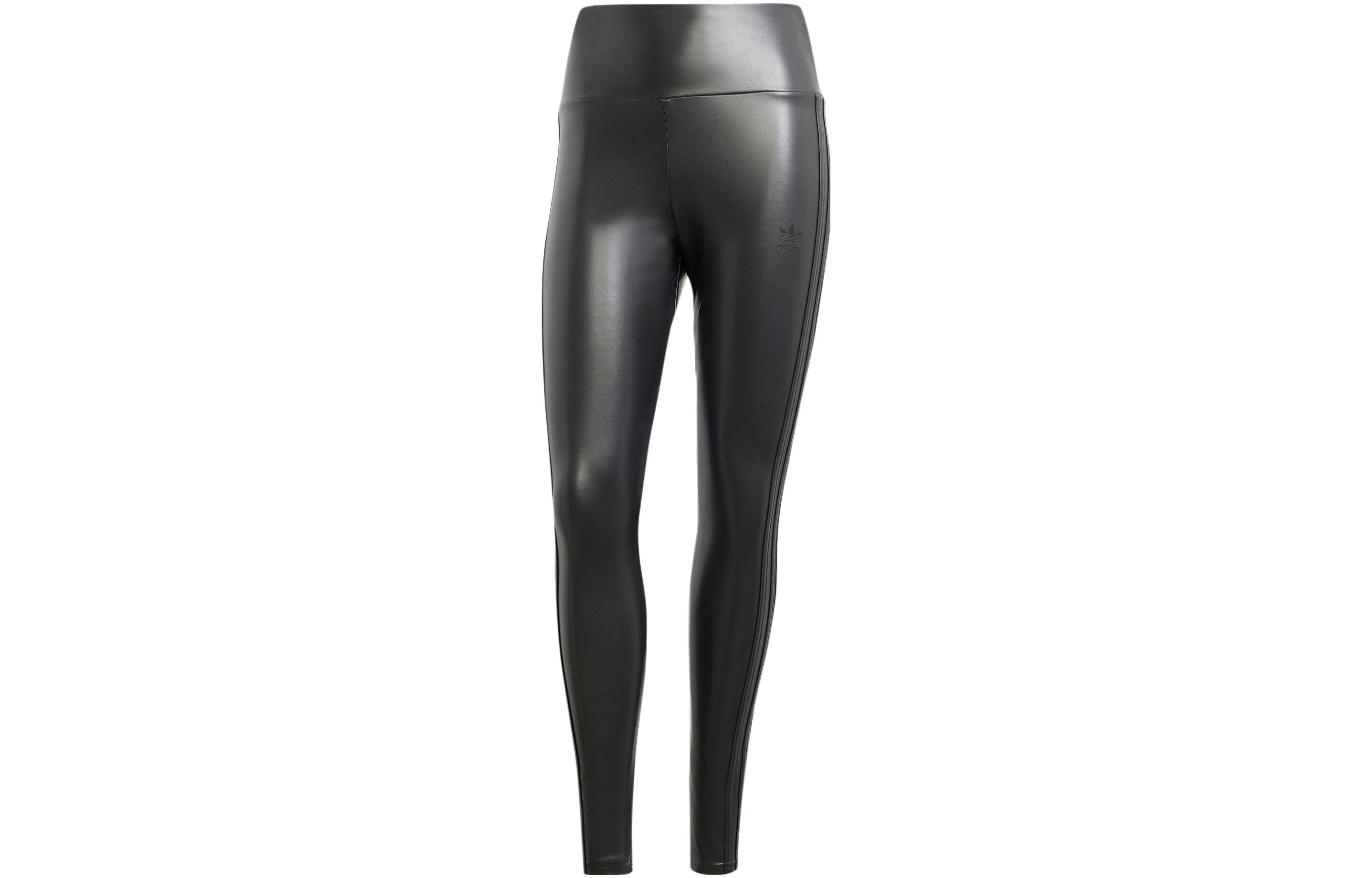 Adidas Originals FAUX LEATHER LEGGINGS Sports Pants Women s Black IY9022 L