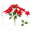 Flocked Silk Artificial Flower Christmas Fake Artificial Flowers Artificial Christmas Poinsettia Bouquet Stable For Commercial