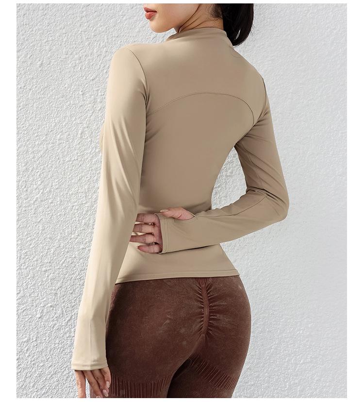 Sportovní bunda s dlouhým rukávem na zip se stojáčkem pro běh, cyklistiku, jógu a ochranu před sluncem