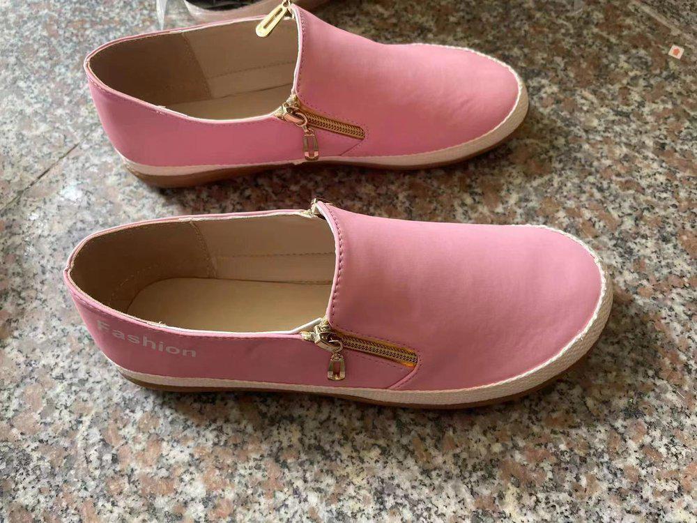 Women's 2024 Spring/Autumn Canvas Platform Sneakers - Solid Color with Large Size Zipper