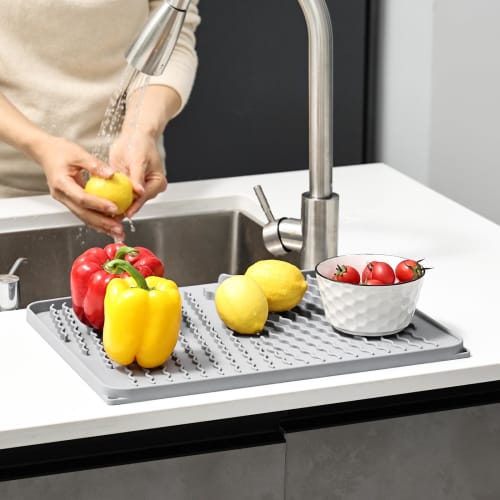 KitchenRaku Sink Mat, Silicone, Insulated, Non-Slip, Draining and Drying Mat, Heat-Resistant, Sink Protector, Countertop Sink Liner, Kitchen, Dining T