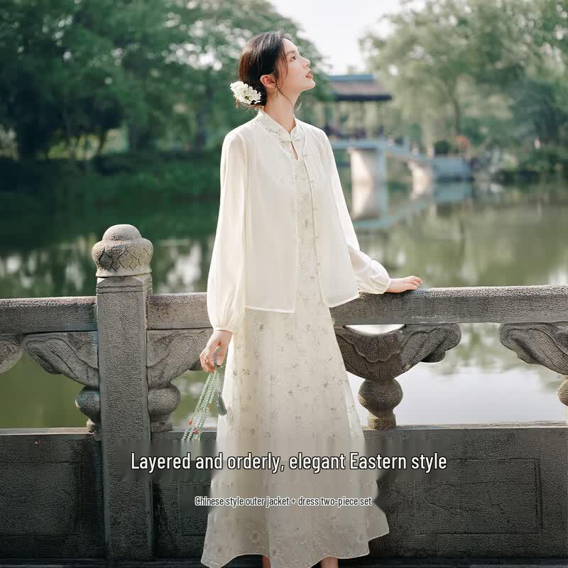 New Chinese Style Embroidered Two-Piece Dress Set