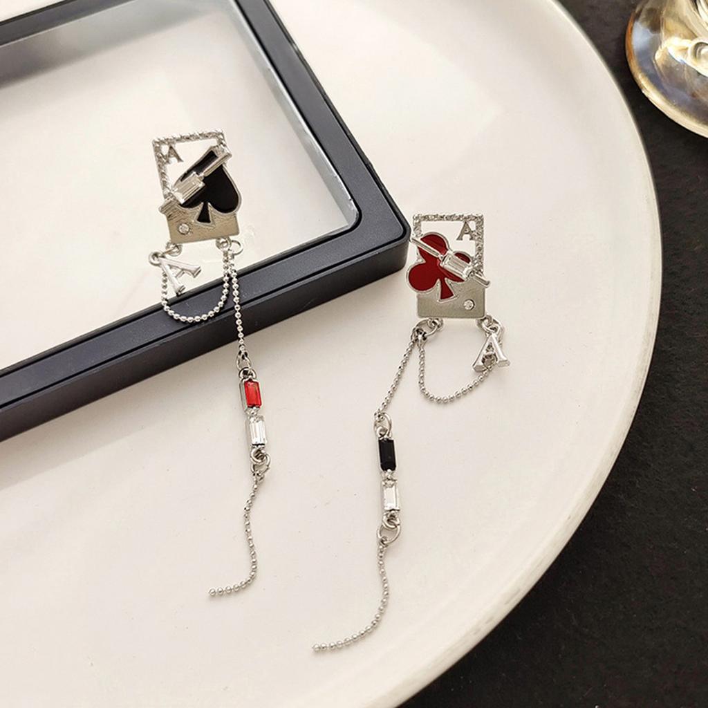 Sweet Korean Tassels Earrings for Women Playing Cards Dangle Drop Studs Ear Rings Sweet Temperament Earwear Accessories