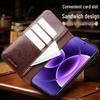 Chali Genuine Leather Xiaomi 17 Pro Max Flip Phone Case with Stand & Lens Protection