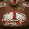 6pcs Easy Clean Red Berry Mat Non Slip Holiday Dinner Mat Christmas Table Placemat  Holiday Feast