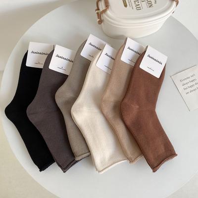 5 Pairs of New Women's Autumn and Winter Collection of Artistic and Retro Warm Cotton Rolled Up and Thickened Loop Socks