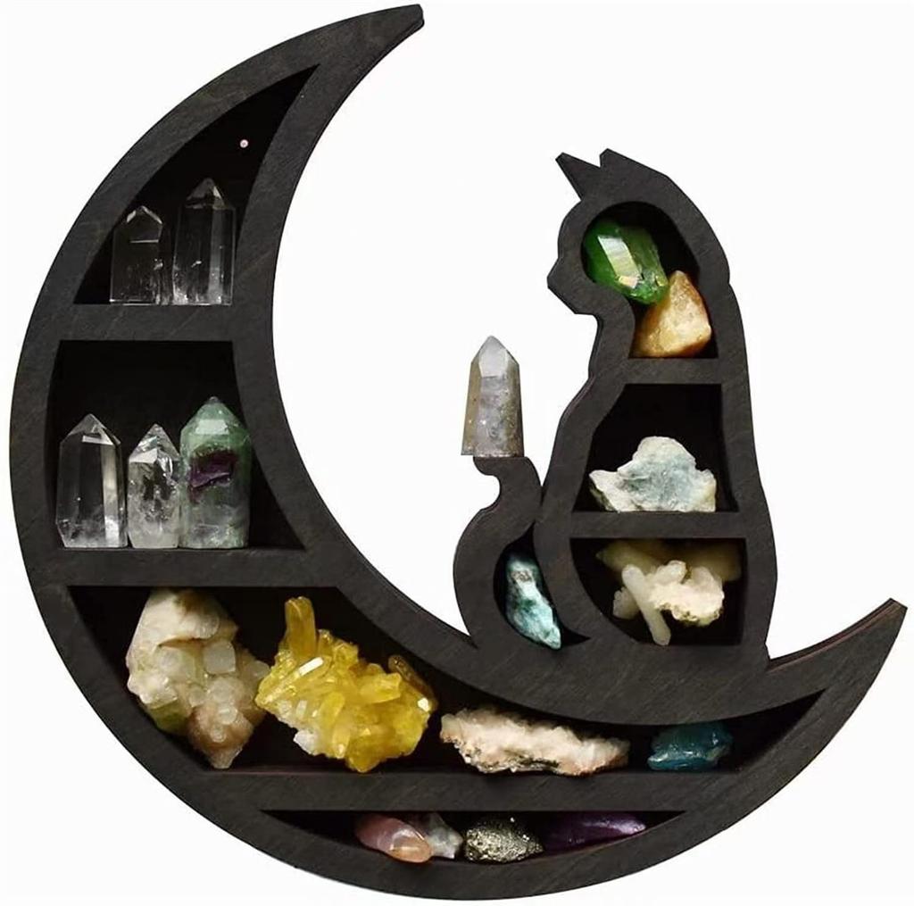 Creative Moon Cat Crystal Storage Rack and Home Decor Ornament