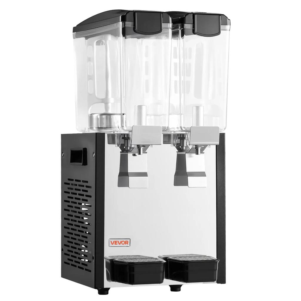 VEVOR Commercial Beverage Dispenser 2 Tanks 10 L / 10.6 QT Per Tank, Stainless Steel Juice Dispenser