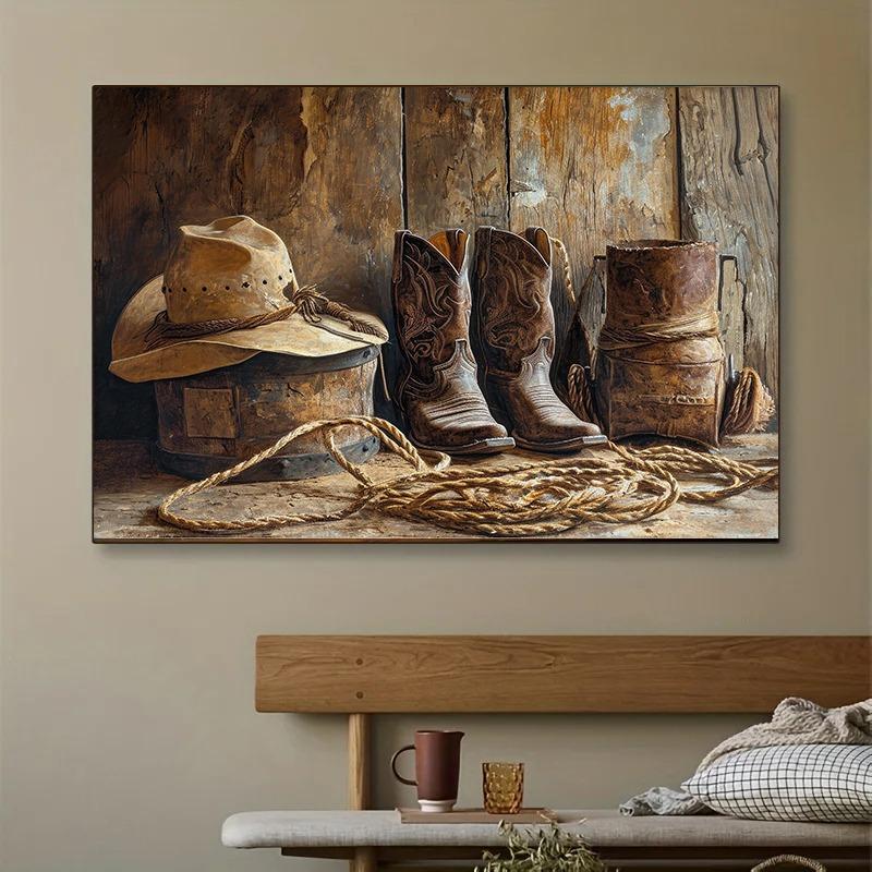 Western Cowboy Vintage Rustic Still Life Cowgirl Horse Posters and Prints Canvas Printing Wall Art Picture for Living Room Decor