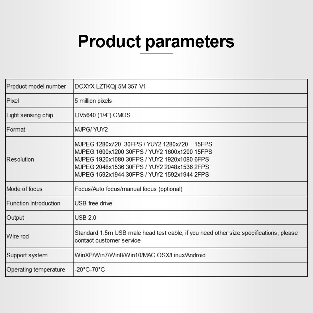 OV5640 USB Camera Module USB Drive-free to 5Pin USB Cable 68 72 120 160 Degrees Auto Focus HD 5MP