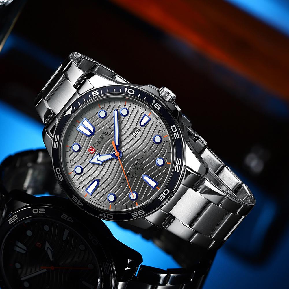 CURREN 8426 Men's Waterproof Steel Band Sports Quartz Watch with Calendar