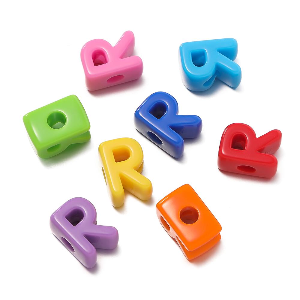5Pcs A-Z Acrylic Big Hole Letter Beads Mix Colour Loose Spacer Beads for Making Key Chain Bracelet DIY Craft Jewelry Accessories