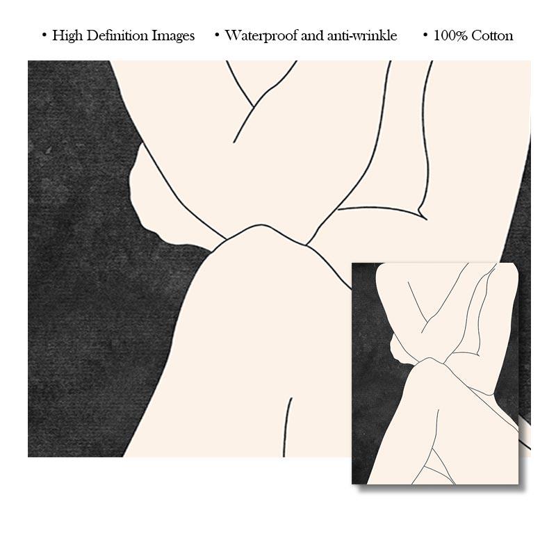 Abstract Nude Woman Line Canvas Poster Minimalist Geometric Drawing Painting Print Wall Art Picture for Living Room Home Decor