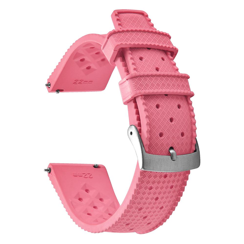 

Tropical FKM Rubber Strap Quick Release Waterproof Diver Band Pink Rubber 22mm Rubber Tropical Strap For Oris Seiko Citizen 20mm