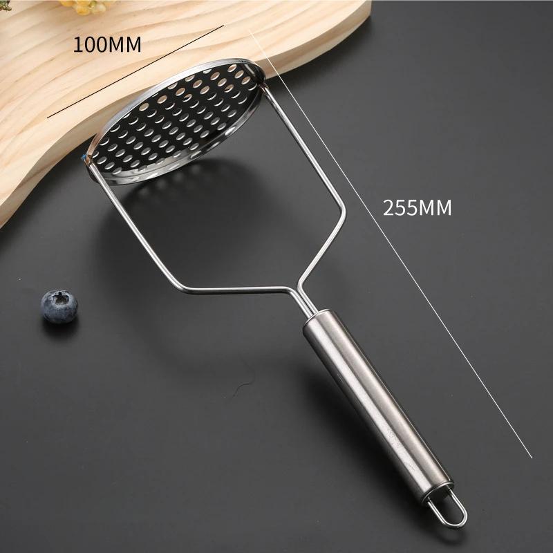 Stainless Steel Potato Masher Manual Fruit Vegetable Pressure Mud Machine Kitchen Children Food Crusher Complementary Gadget
