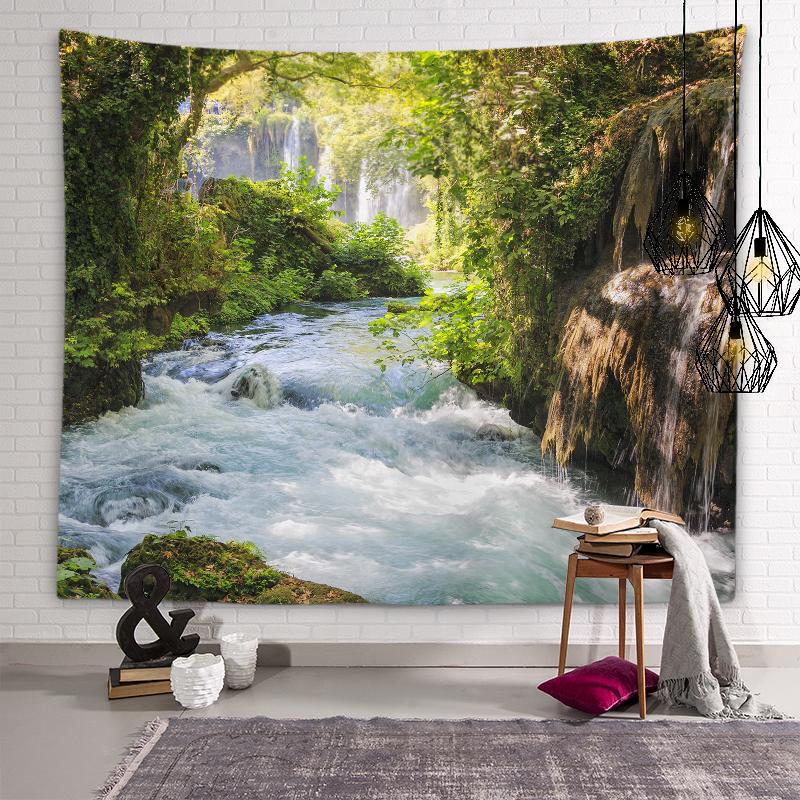 Mountains Lake Flowers Wall Art Decorative Aesthetic Tapestry Backdrop Wall Decor Living Room Bedroom Room Home Decor Tapestry