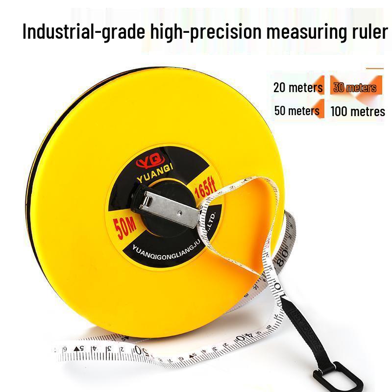 50m Waterproof Fiber Tape Measure - Durable Soft Engineering Measuring Tape for Precise Measurements