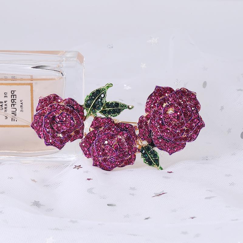 Big Rhinestone Large Flower Brooches For Women Vintage Badge Fashion Brooch Pin Sparkling Rose Weddings Birthday Party Gifts