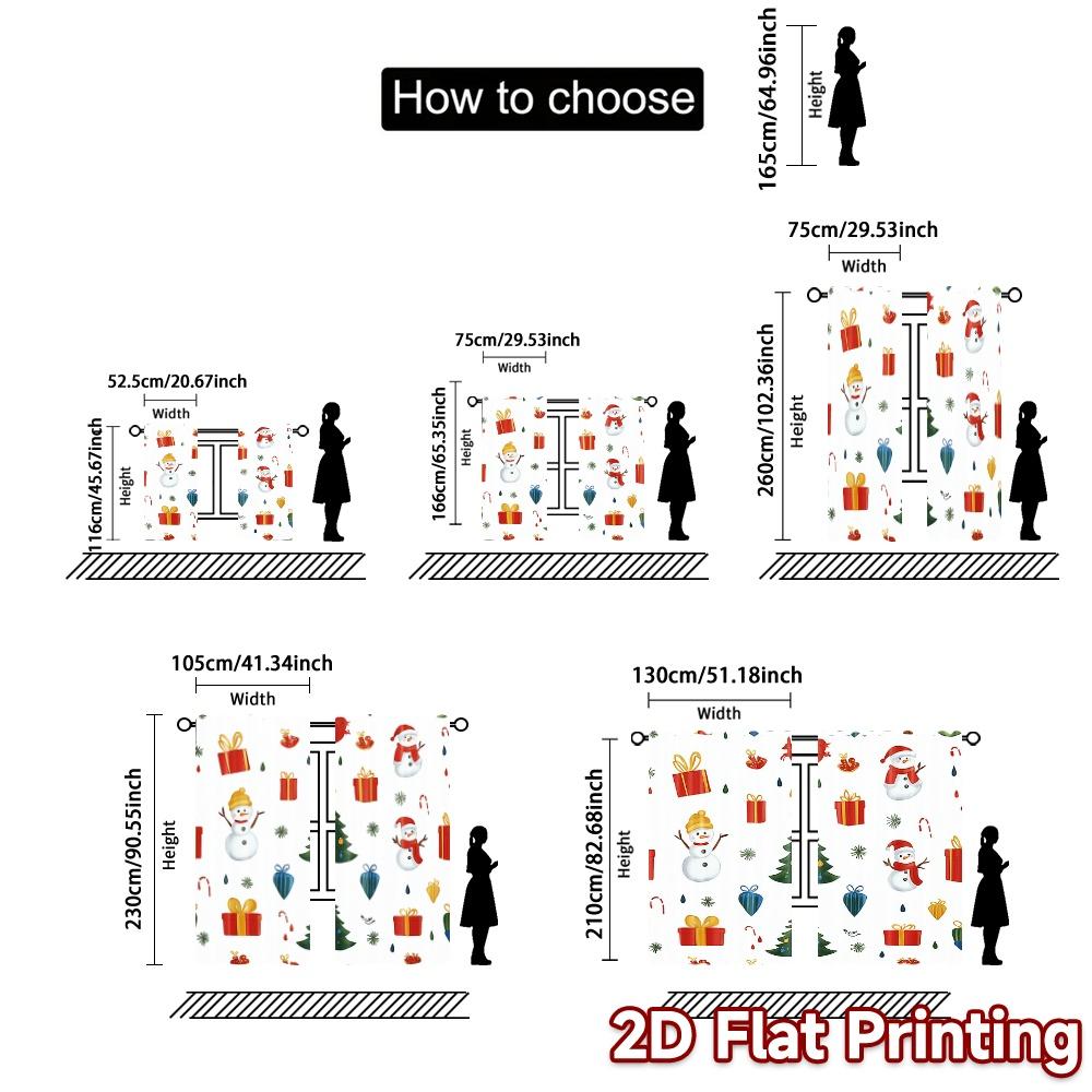 2 Stück, Vorhänge Weihnachtsbäume Geschenke Schneemänner Beliebte Minimalistische Vorhänge Polyester Einfache Installation Vorhänge Dekorationen Innen für