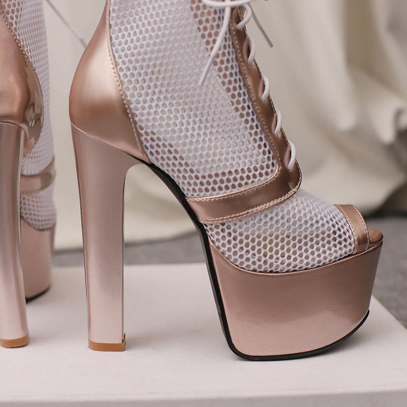 Women's high-heeled sandals sexy European and American style waterproof table thick heel large size hollow fish mouth shoes