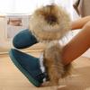 Large Size Snow Boots Women's Shoes Winter New Flat-bottomed Fluffy Shoes Fleece Warm Cotton Boots