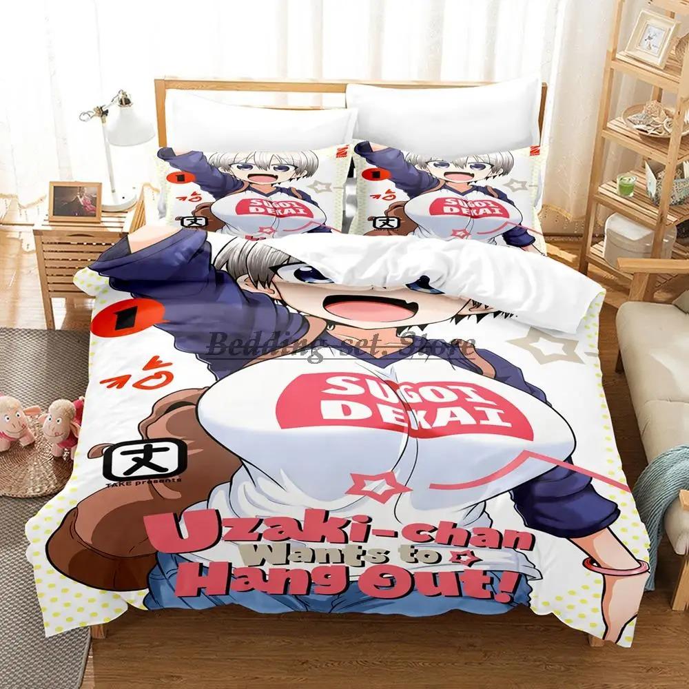 Uzaki-chan Wants To Hang Out! Bedding Set Single Twin Full Queen King Size Bed Set Aldult Kid Bedroom Duvetcover Sets Anime