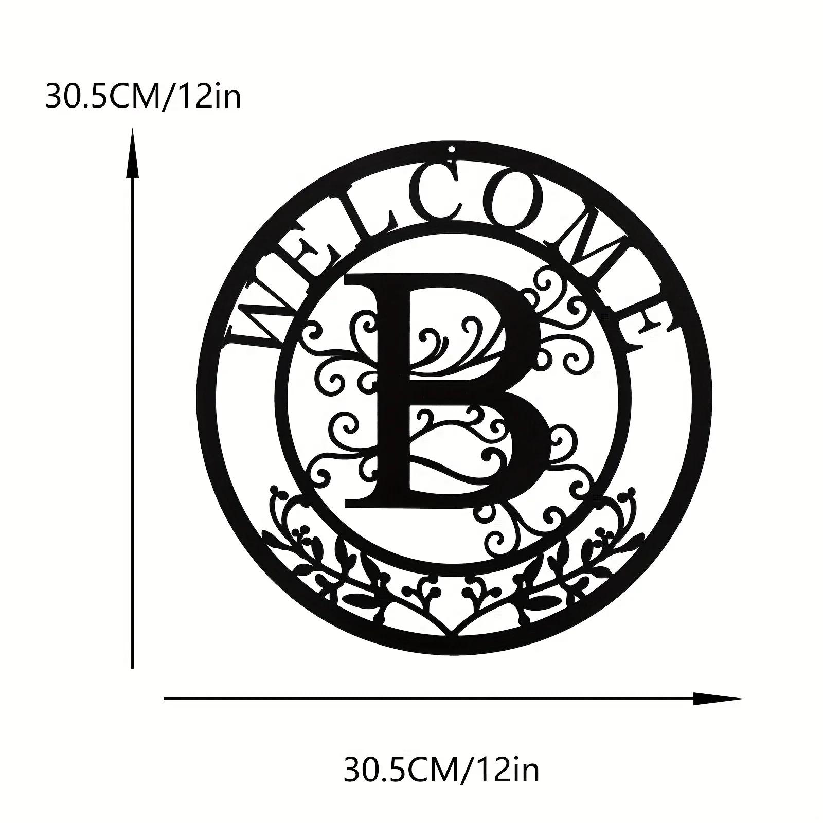 

12 Inch Metal Tin Sign Welcome Black Letter B Stylish Wall Hanging for Room Front Door Decor Elegant Holiday Decoration чёрный