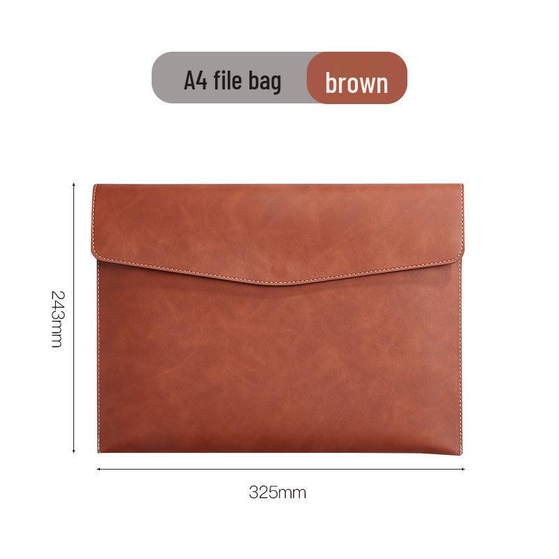 Waterproof A4 Leather Document Bag with Snap Button - Business Office Storage Folder with Custom Logo