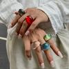 SHIXIN 5 Styles Trendy Smooth Surface Resin Acrylic Chunky Rings for Women Boho Retro Irregular Curved Finger Rings Jewelry Gift