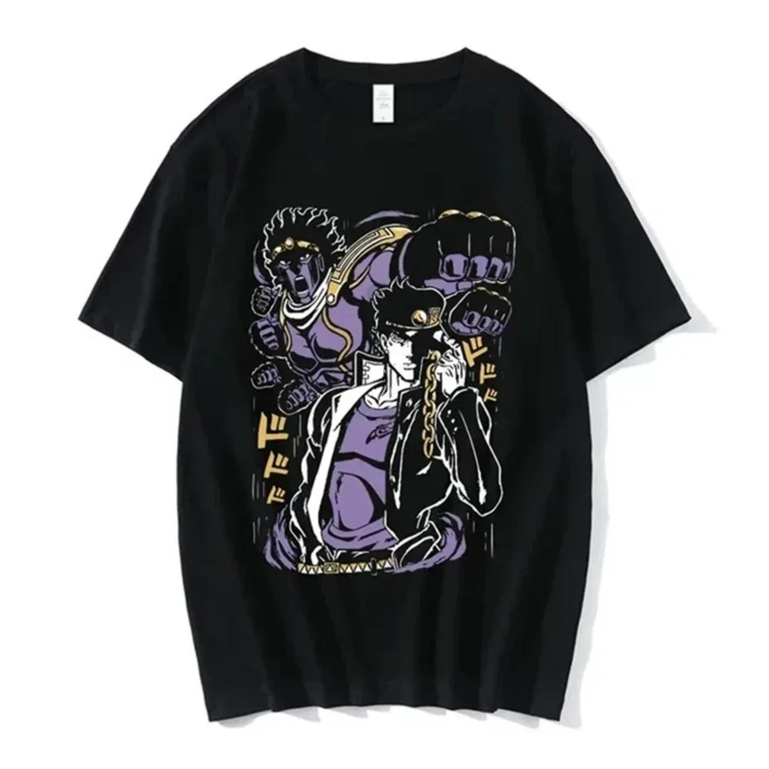 

Anime Jojo-Bizarre Adventure Tshirt Jotaro Star Platinum ga Graphic T-shirts Fashion Short Sleeve Casual S чёрный