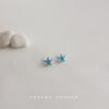 Mini Version Small Fresh Blue Starfish Small Stud Earrings Sweet and Cute Small Simple Commuter Earrings Jewelry