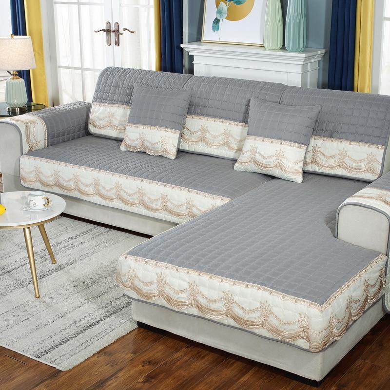 

Нескользящий чехол для дивана для гостиной, универсальный защитный чехол для мебели, ткань для полотенец, чехол для дивана, кружевная строчка, подушка для сиденья дивана, простая 70x70