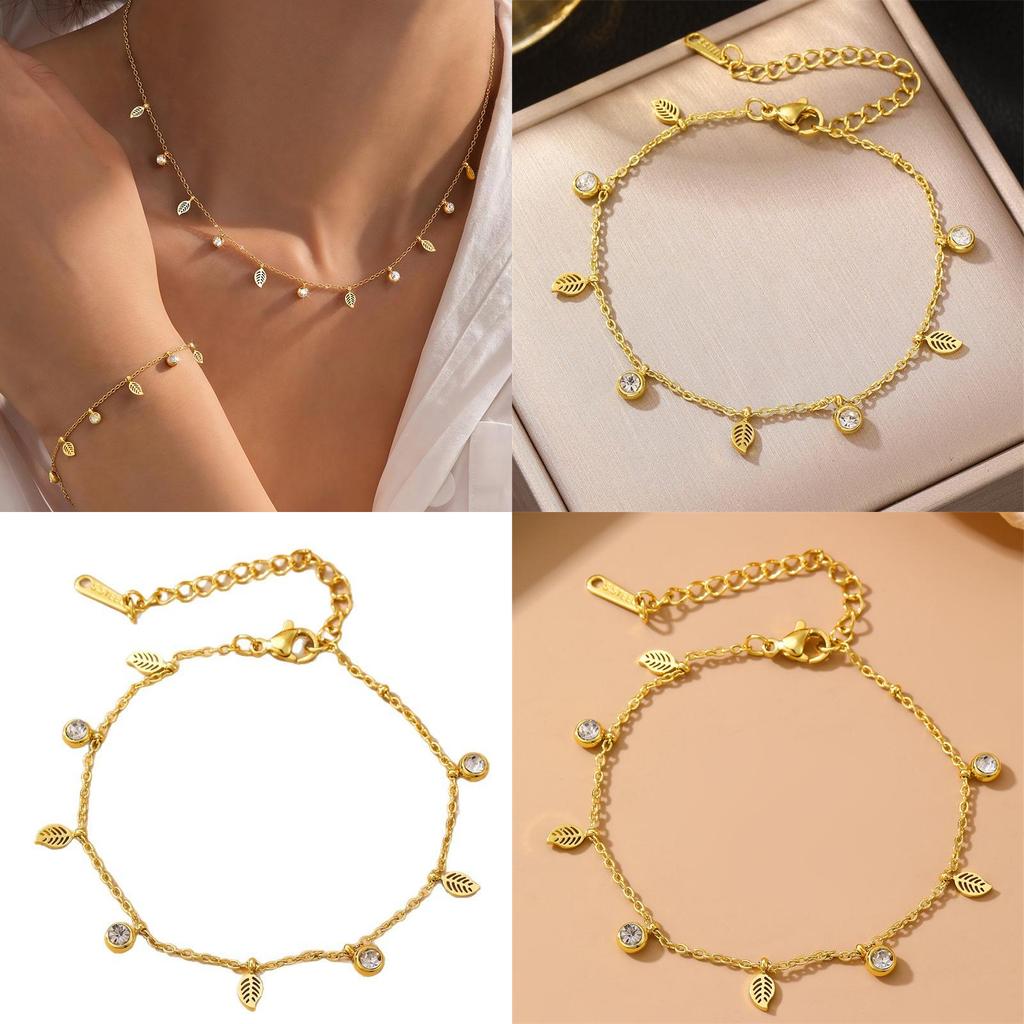 Fashionable Gold Tone Metal Leaf Pendant Necklace With Rhinestone Decoration For Womens Accessories