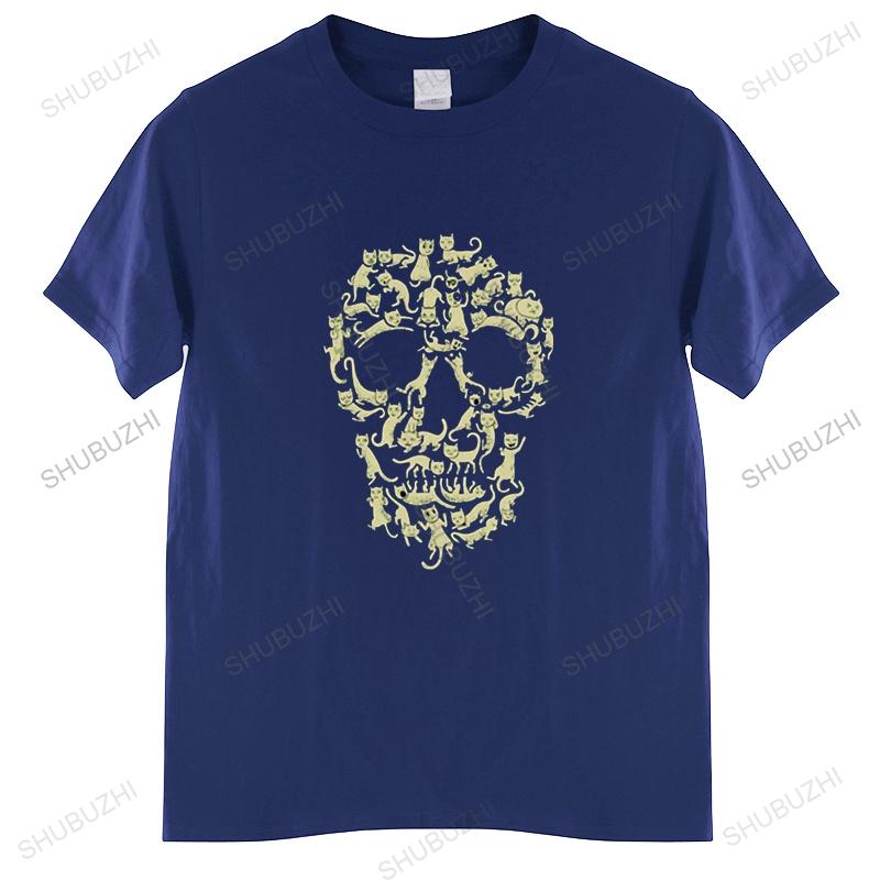Cat Skull T-Shirt Parody Cute Kitties Creat Design Animals Lovers Funny High Quality Crew Neck Short Sleeves