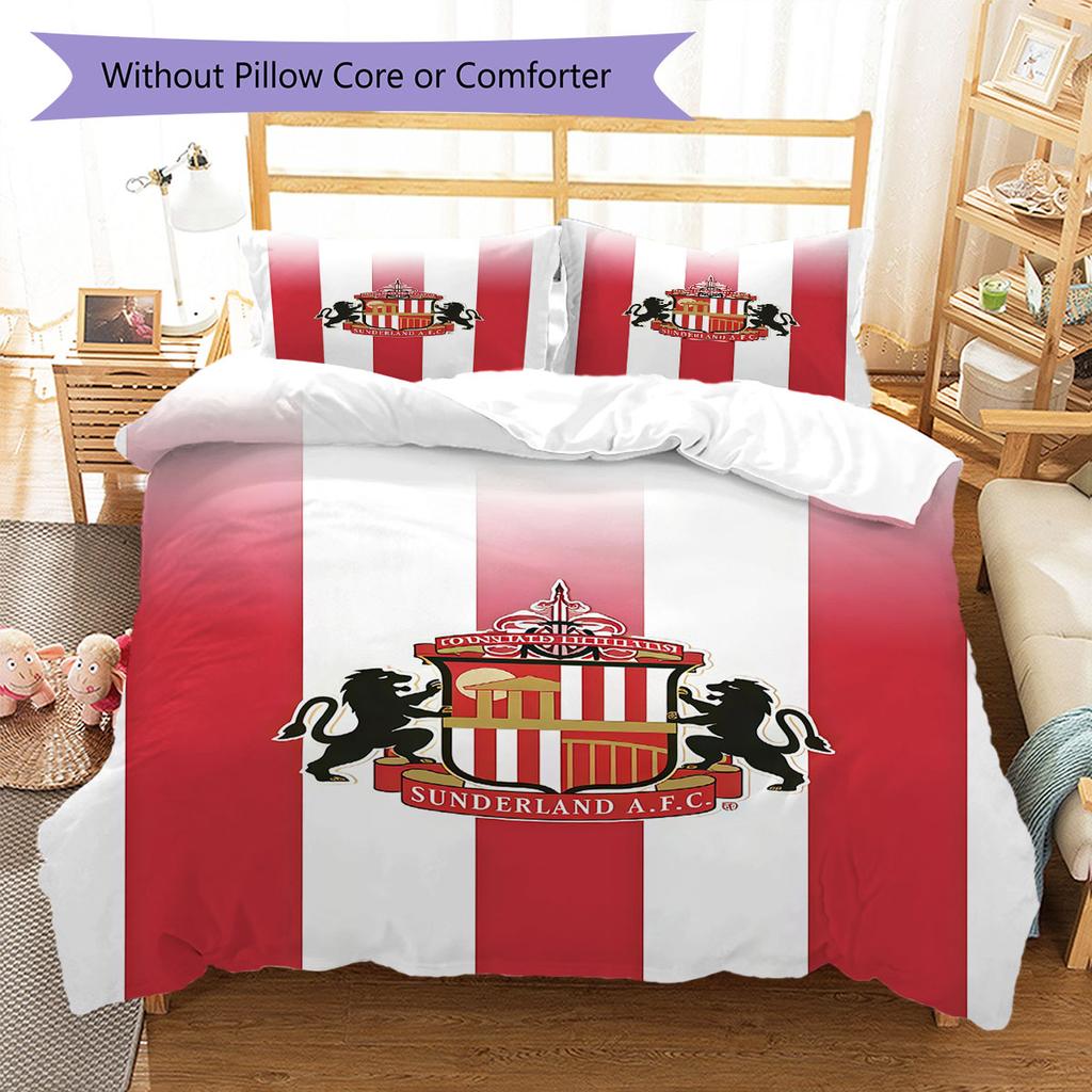 סט מצעים שמיכה עם לוגו SAFC כיסוי שמיכה ציפית לציפית קישוט לבית מתנת יום הולדת (1 * כיסוי שמיכה + 2 * ציפות, ללא ליבה)