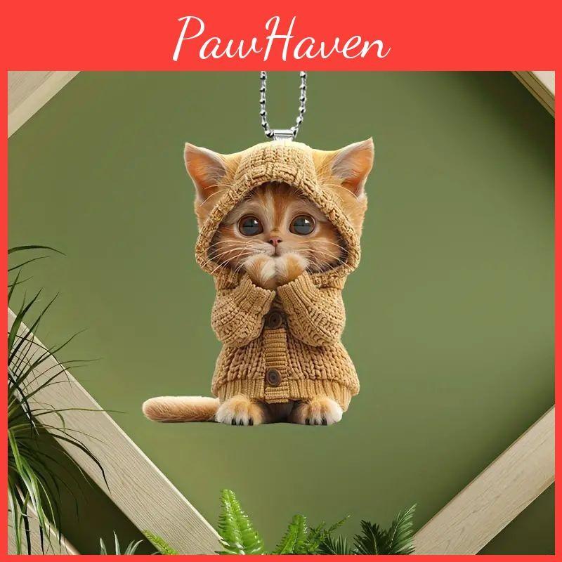 Acrylic Car Pendant With Cute Cat Christmas Tree Decoration Interior Vehicle