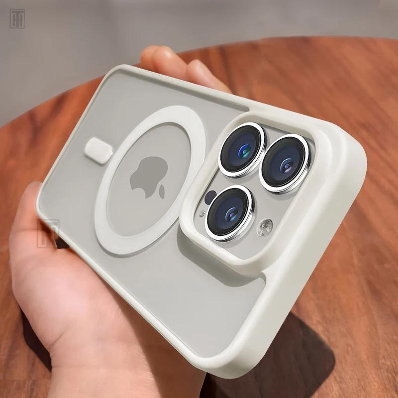 Luxury Dark Purple Transparent Magsafe Magnetic Case For iPhone 15 14 13 12 11 Pro Max Plus Antiskid Shockproof Protect Cover