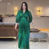 2024 Women's European & American V-Neck Bohemian Slimming Long Dress