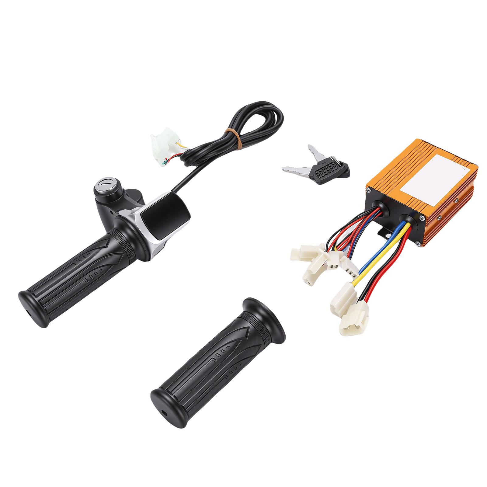 Speed Controller Throttle Grip Kit 500W Brushed Motor Controller Throttle Grips with Square Screen Keys for Modification