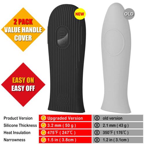 Cbiumpro Cast Iron Handle Covers, Silicone Heat-Resistant Hot Cast Iron Skillet Pan Handle Cover Holder Sleeves, 2-Pack