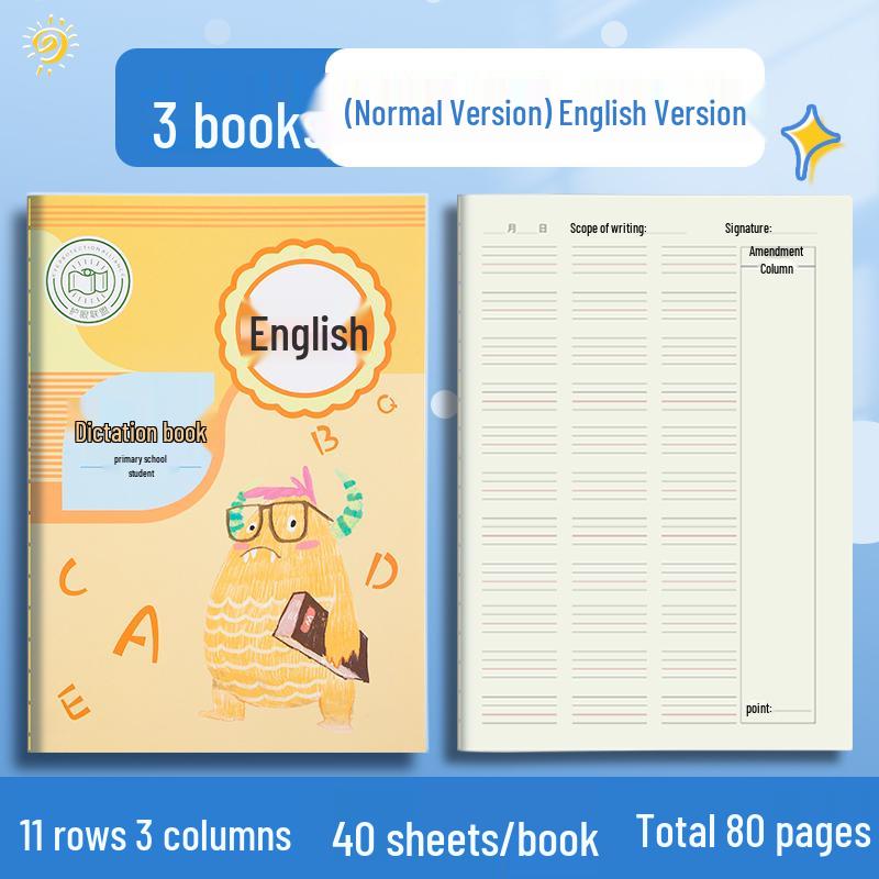 Elementary Chinese Pinyin & English Dictation Book for Grades 1-2