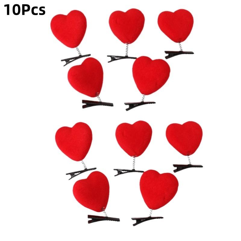 5/10Pcs Heart Hair Clip 3D Flocking Love Shaped Hairpins Fashion Duckbill Clip Valentine's Day Hair Accessories For Girls