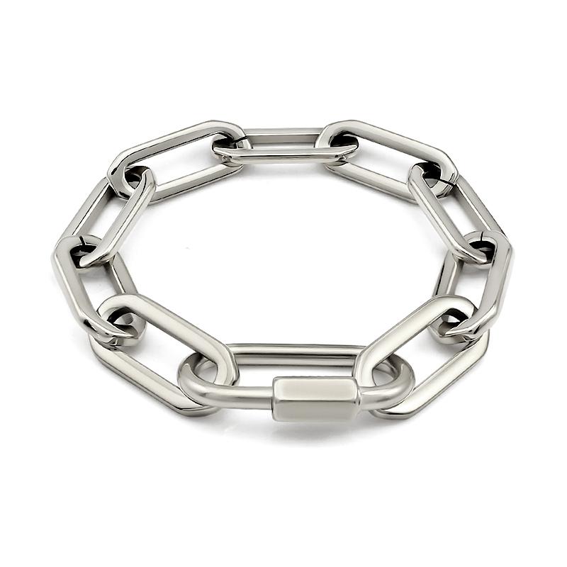 

Fashion Shiny Stainless Steel Punk Link Chain Necklace Choker Unisex Screw Lock Clasp Handmade DIY Jewelry Accessory
