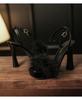 9696-1 Women's Fairy Style Temperament High Heel Sandals with Furry Strap and Thick Heel
