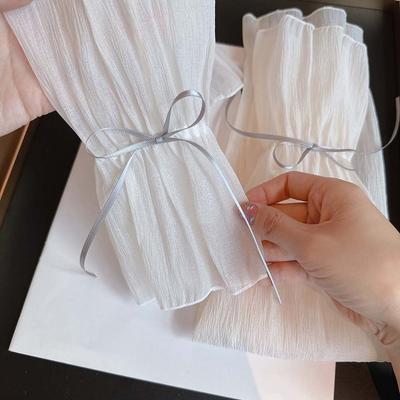 2pcs/set Sun Protection Bow Gauze Sleeves Thin Fingerless Breathable Long Arm Sleeves Sweet Polyester Yarn Arm Sunscreen Covers